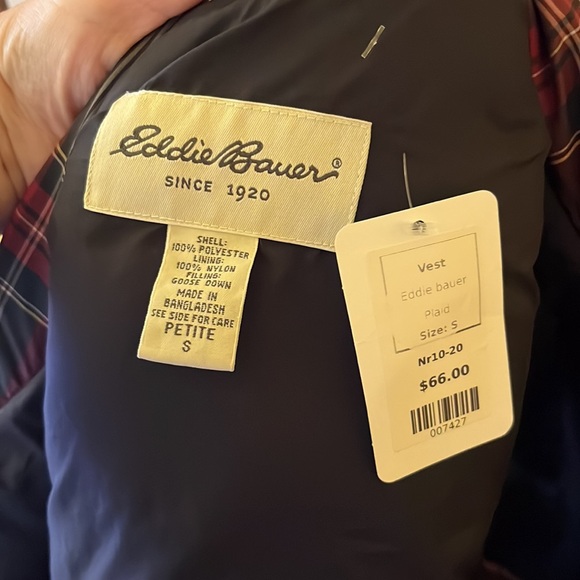 Eddie Bauer Goose Down Plaid Vest size small shell - polyester, lining - Nylon - Picture 5 of 8